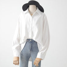 Load image into Gallery viewer, Women White Shirts Summer New 2021 Turn-Down Collar Loose Casual All Match Office Lady Work Outwear Tops