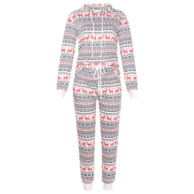 Women Winter Christmas Printed Pajama Sets Full Sleeve Suit Fashion Family Adult New Year Clothes Top Pants Xmas Sleepwear