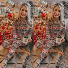 Load image into Gallery viewer, Women Winter Christmas Printed Pajama Sets Full Sleeve Suit Fashion Family Adult New Year Clothes Top Pants Xmas Sleepwear