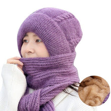 Load image into Gallery viewer, Women Winter Knitted Windproof Cap Scarf Knitting Thickening Hat Female Wool Hat Plus Velvet Ski Mask Hat Ear Protection Cap New