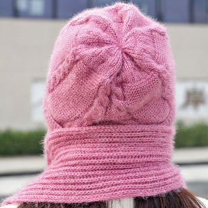 Women Winter Knitted Windproof Cap Scarf Knitting Thickening Hat Female Wool Hat Plus Velvet Ski Mask Hat Ear Protection Cap New