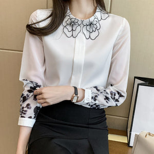 Women clothing New Spring Long Sleeve Chiffon Blouse Shirt Elegant Slim Office Lady Tops Loose Blusas