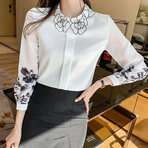 Women clothing New Spring Long Sleeve Chiffon Blouse Shirt Elegant Slim Office Lady Tops Loose Blusas