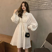 Load image into Gallery viewer, Women dress Summer French Retro Boho Tie Neck Mini Sexy White Women Dress Elegant Puff SleeveCasual Party Beach Light Dresses