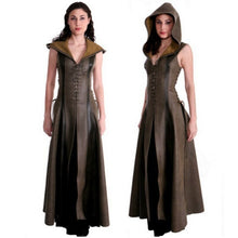 Load image into Gallery viewer, Women fashion Sexy Slim Lace Up Leather Medieval Ranger Long Dress Adult Coats Cosplay disfraz mujer Costume Halloween