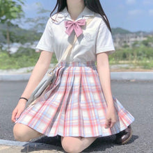 Load image into Gallery viewer, Women high waisted pink plaid pleated skirt harajuku cute kawaii y2k sexy mini a line skirts girl dark academia cosplay clothes