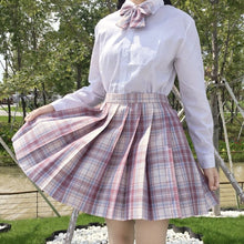 Load image into Gallery viewer, Women high waisted pink plaid pleated skirt harajuku cute kawaii y2k sexy mini a line skirts girl dark academia cosplay clothes