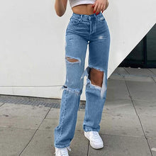 Load image into Gallery viewer, Women jeans Ripped Straight Baggy Vintage High Waist Denim Distressed Streetwear 2021 Female mom jeans woman high waist pants