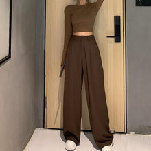 Load image into Gallery viewer, Women pants 2021 Retro Solid Color Wild Straight Wide Leg Pants Female Spring New Korean Fashion High Waist Casual Long Pants