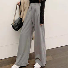 Load image into Gallery viewer, Women pants 2021 Retro Solid Color Wild Straight Wide Leg Pants Female Spring New Korean Fashion High Waist Casual Long Pants