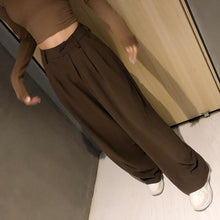 Load image into Gallery viewer, Women pants 2021 Retro Solid Color Wild Straight Wide Leg Pants Female Spring New Korean Fashion High Waist Casual Long Pants