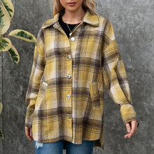 Load image into Gallery viewer, Women&#39;s Autumn Jackets Vintage Plaid Shirt with Pockets Button Down Turn-down Collar Loose Casual Jackets Female Outwear Coat