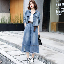 Load image into Gallery viewer, Women&#39;s Autumn Suits New Loose Casual Denim Short Jacket + High Waist Skirt 2-Piece Sets Female Plus Size S-2XL