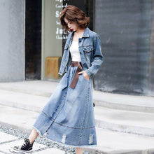 Load image into Gallery viewer, Women&#39;s Autumn Suits New Loose Casual Denim Short Jacket + High Waist Skirt 2-Piece Sets Female Plus Size S-2XL