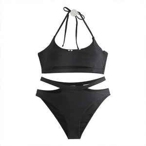 Women&#39;s Bikini Set High Waist Padded Biquini Solid Swimwear Swimsuit Brazilian Bikinis Beach Suit 2022 Koren Bathing Suits