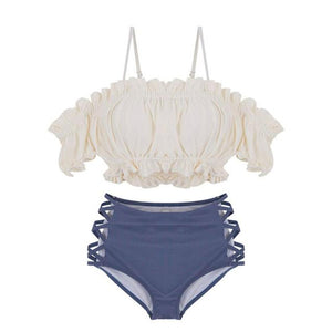 Women&#39;s Bikini Set Padded Off Shoulder Biquini High Waist Swimwear Swimsuit High Quality Beach Suit 2020 Koren Design