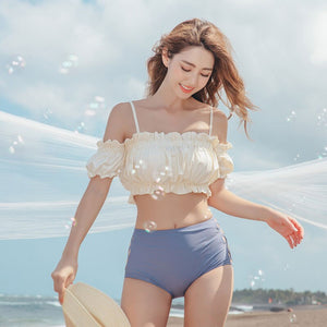 Women&#39;s Bikini Set Padded Off Shoulder Biquini High Waist Swimwear Swimsuit High Quality Beach Suit 2020 Koren Design