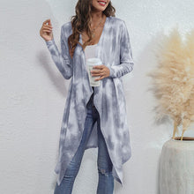 Load image into Gallery viewer, Women&#39;s Cardigan Long-line Cut Casual Long Tie Die Printed Draped Open Front Oversized Coat Irregular Hem Outwear Long Cardigan