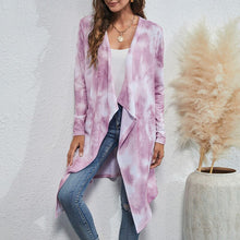 Load image into Gallery viewer, Women&#39;s Cardigan Long-line Cut Casual Long Tie Die Printed Draped Open Front Oversized Coat Irregular Hem Outwear Long Cardigan