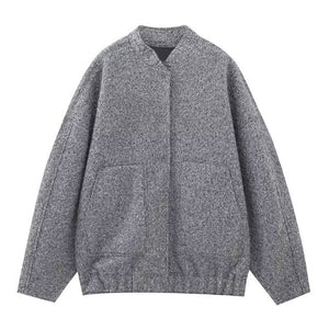 Women&#39;s Casual Loose Bomber Jacket 2023 NEW Spring Warm Women&#39;s fashion coat With Pockets Fashion Plush Solid Female Outwear
