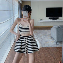 Load image into Gallery viewer, Women&#39;s Casual Tracksuits Summer Two Pieces Set Streetwear Stripe Camisole + Shorts Lady Cute Homewear Suits