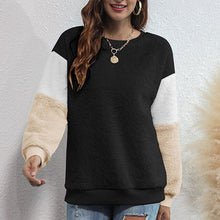 Load image into Gallery viewer, Women&#39;s Clothing 2021 Fashion Korean Splicing Pullovers Women Fleece Sweatshirt Fluffy Warm Splicing Sweatshirt Loose Clothes