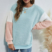 Load image into Gallery viewer, Women&#39;s Clothing 2021 Fashion Korean Splicing Pullovers Women Fleece Sweatshirt Fluffy Warm Splicing Sweatshirt Loose Clothes