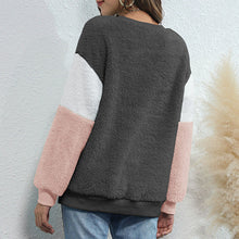 Load image into Gallery viewer, Women&#39;s Clothing 2021 Fashion Korean Splicing Pullovers Women Fleece Sweatshirt Fluffy Warm Splicing Sweatshirt Loose Clothes