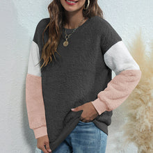 Load image into Gallery viewer, Women&#39;s Clothing 2021 Fashion Korean Splicing Pullovers Women Fleece Sweatshirt Fluffy Warm Splicing Sweatshirt Loose Clothes