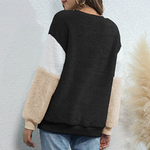 Load image into Gallery viewer, Women&#39;s Clothing 2021 Fashion Korean Splicing Pullovers Women Fleece Sweatshirt Fluffy Warm Splicing Sweatshirt Loose Clothes