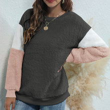 Load image into Gallery viewer, Women&#39;s Clothing 2021 Fashion Korean Splicing Pullovers Women Fleece Sweatshirt Fluffy Warm Splicing Sweatshirt Loose Clothes