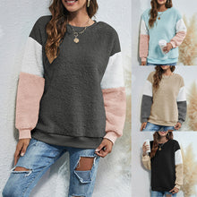 Load image into Gallery viewer, Women&#39;s Clothing 2021 Fashion Korean Splicing Pullovers Women Fleece Sweatshirt Fluffy Warm Splicing Sweatshirt Loose Clothes