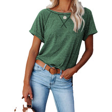 Load image into Gallery viewer, Women&#39;s Color Matching Short Sleeve T-shirt Unlined Harajuku Sewing T-shirt Women&#39;s New Summer Round Neck Loose Top Casual Wear