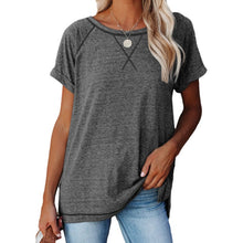 Load image into Gallery viewer, Women&#39;s Color Matching Short Sleeve T-shirt Unlined Harajuku Sewing T-shirt Women&#39;s New Summer Round Neck Loose Top Casual Wear