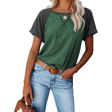 Load image into Gallery viewer, Women&#39;s Color Matching Short Sleeve T-shirt Unlined Harajuku Sewing T-shirt Women&#39;s New Summer Round Neck Loose Top Casual Wear
