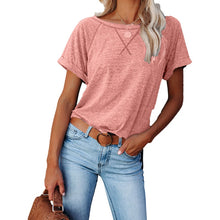 Load image into Gallery viewer, Women&#39;s Color Matching Short Sleeve T-shirt Unlined Harajuku Sewing T-shirt Women&#39;s New Summer Round Neck Loose Top Casual Wear