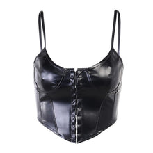 Load image into Gallery viewer, Women&#39;s Corset Sexy Low-cut Bustier Sling PU Crop Top Punk Rock Style Camisole Club Party Outfits Casual Streetwear 2021 New