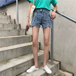 Women's Denim Shorts New High Waist 2021 Korean Style Slim Loose Summer Outdoor Wear A- Line Wide-Leg Hot Pants Fashion Jeans