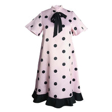 Load image into Gallery viewer, Women&#39;s Dress Stand-up Collar, Short-sleeved Polka-dot Printed Bow And Ruffled Loose Large Hem Skirt Spring Summer Party Dresses