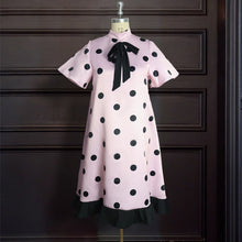 Load image into Gallery viewer, Women&#39;s Dress Stand-up Collar, Short-sleeved Polka-dot Printed Bow And Ruffled Loose Large Hem Skirt Spring Summer Party Dresses
