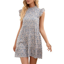 Load image into Gallery viewer, Women&#39;s Dress Summer Boho Floral Print Beach Dress Stand Collar Loose Empire Sleeveless  Casual Dress Holiday Sundress Vestido