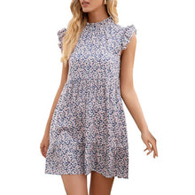 Load image into Gallery viewer, Women&#39;s Dress Summer Boho Floral Print Beach Dress Stand Collar Loose Empire Sleeveless  Casual Dress Holiday Sundress Vestido