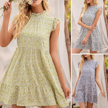 Load image into Gallery viewer, Women&#39;s Dress Summer Boho Floral Print Beach Dress Stand Collar Loose Empire Sleeveless  Casual Dress Holiday Sundress Vestido