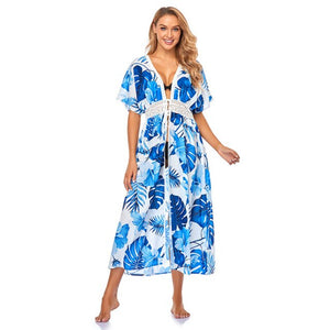 Women's Floral Kimono Cardigan Swimsuit Beach Cover Up With Open Front Dress Beachwear For Summer
