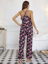 Load image into Gallery viewer, Women&#39;s Floral Print Spring Lounge Wear  V Neck Racer Back Camisole with Pant Soft Pajamas Set