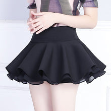 Load image into Gallery viewer, Women's High Waist Stretch Chiffon Miniskirt Summer New Style Sweet and Cute Black White Pleated Skirt Student Fluffy Skirt