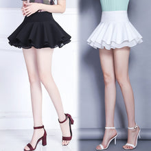 Load image into Gallery viewer, Women's High Waist Stretch Chiffon Miniskirt Summer New Style Sweet and Cute Black White Pleated Skirt Student Fluffy Skirt