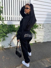 Load image into Gallery viewer, Women&#39;s High Waist Two Piece Set Winter Velvet Hoodies 2021 Autumn Jogging Sport Loose Thick Sweatpants y2k Tracksuit Femme