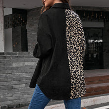 Load image into Gallery viewer, Women&#39;s Jacket Chic Splicing Jackets Leopard Print Turn-down Collar Single-breasted Pocket Casual Tops Femme Autumn Streetwear