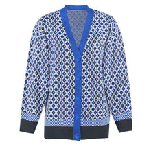 Load image into Gallery viewer, Women&#39;s Knitting Sweater Cardigan Color Loose Casual Knitted Sweaters Matching Diamond Lattice Single-Breastedcardigans Women